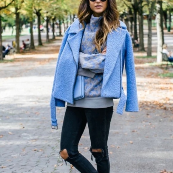 Tibi Blue Oversized Moto Jacket Coat Bloggers Fav EUC SZM - Picture 5 of 13